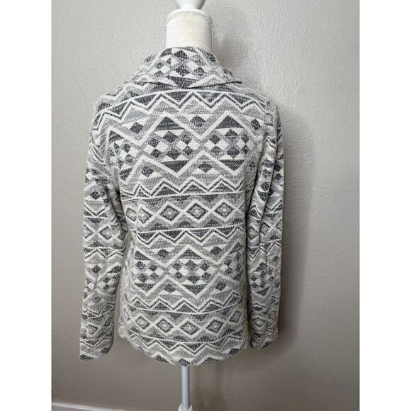 Lucky Brand Jacket Women's M Gray White Textured Blazer Collared Diamond Stretch - Picture 2 of 9